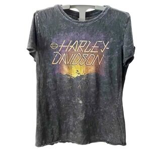 Harley Davidson Womens Tee L Black Helsinki Finland Graphic Biker Shirt Festival